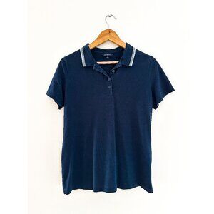 Lands' End Women's Polo Shirt - 100% Pima Cotton - Navy Blue